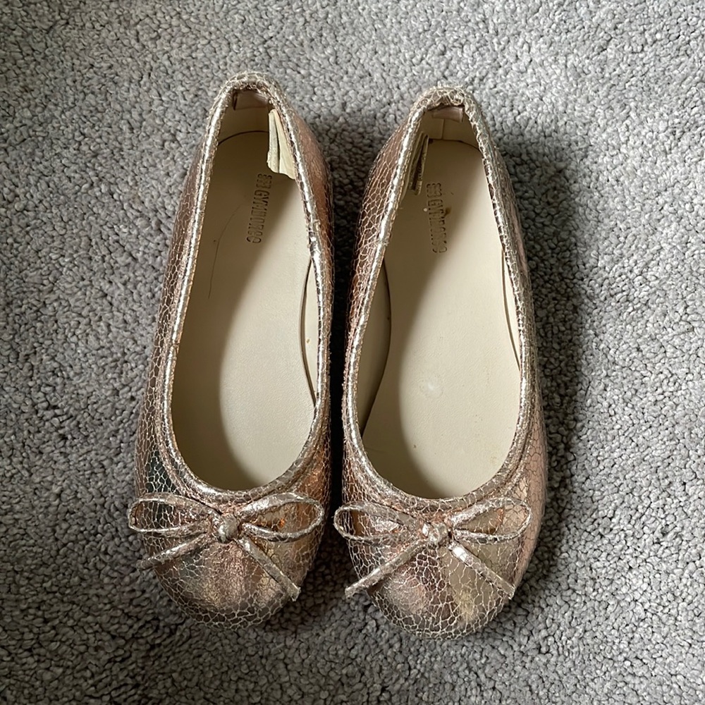 Girls rose gold ballet flats